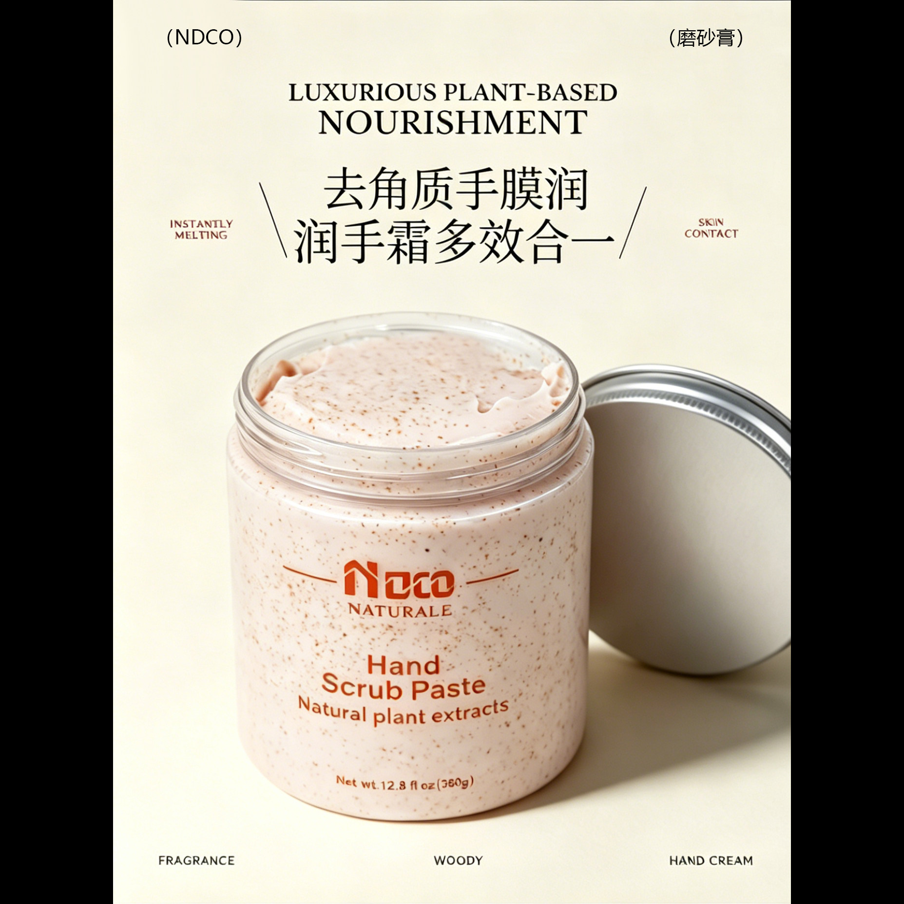 诺笛蔻寇NDCO丝蔻拉380ml手部滋润白皙保养清洁 去角质磨砂膏正品