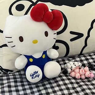 正版 Hellokitty玩偶凯蒂猫毛绒玩具女生KT猫抱睡公仔娃娃生日礼物
