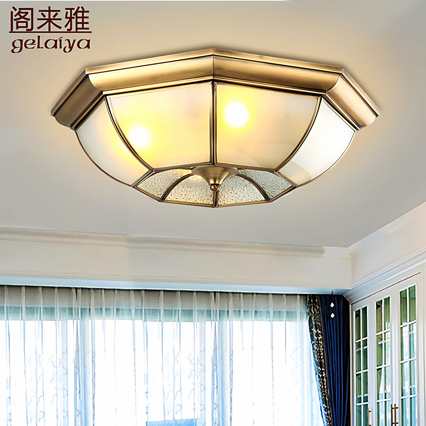 美式门厅吸顶灯户外防水欧式客厅卧室灯阳台灯过道灯走廊灯全铜灯