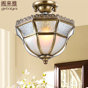 美式卧室过道走廊灯阳台吸顶灯欧式人体感应门厅客厅玄关灯全铜灯