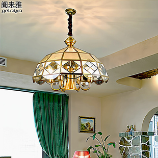 美式餐厅吊灯现代简约 欧式个性饭厅吧台书房灯具复古焊锡全铜灯