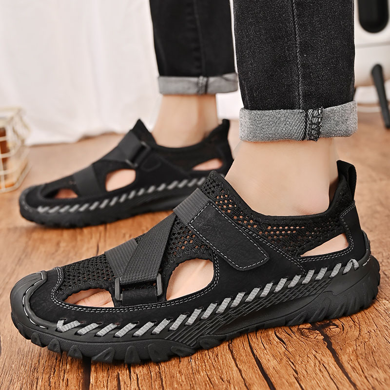 休闲男鞋新款夏季运动鞋镂空透气皮鞋防臭网面板鞋男士工作网布鞋