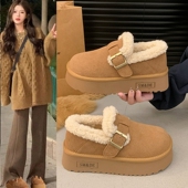 撤柜鞋 厚底时尚 真皮雪地靴女冬季 断码 新款 加绒保暖毛毛鞋 勃肯棉鞋