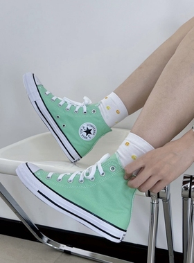 匡威新款Allstar男女休闲运动经典百搭纯色浅绿高帮帆布鞋170465C