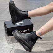 黑色皮面夹心厚底高帮休闲增高鞋 匡威RunStar Legacy女款 A04697C