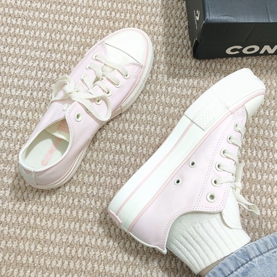 CONVERSE匡威 All Star Lift 女粉红缎面感低帮厚底帆布鞋A10072C