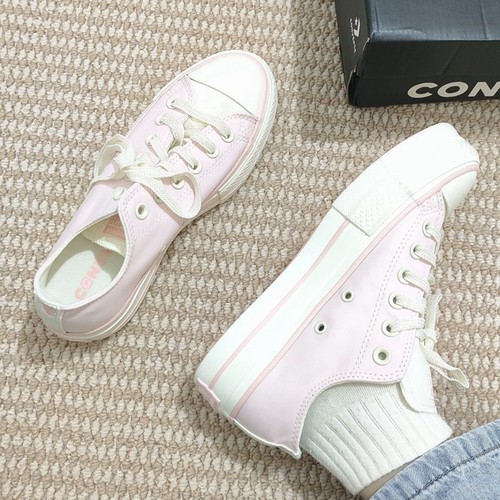CONVERSE匡威 All Star Lift 女粉红缎面感低帮厚底帆布鞋A10072C