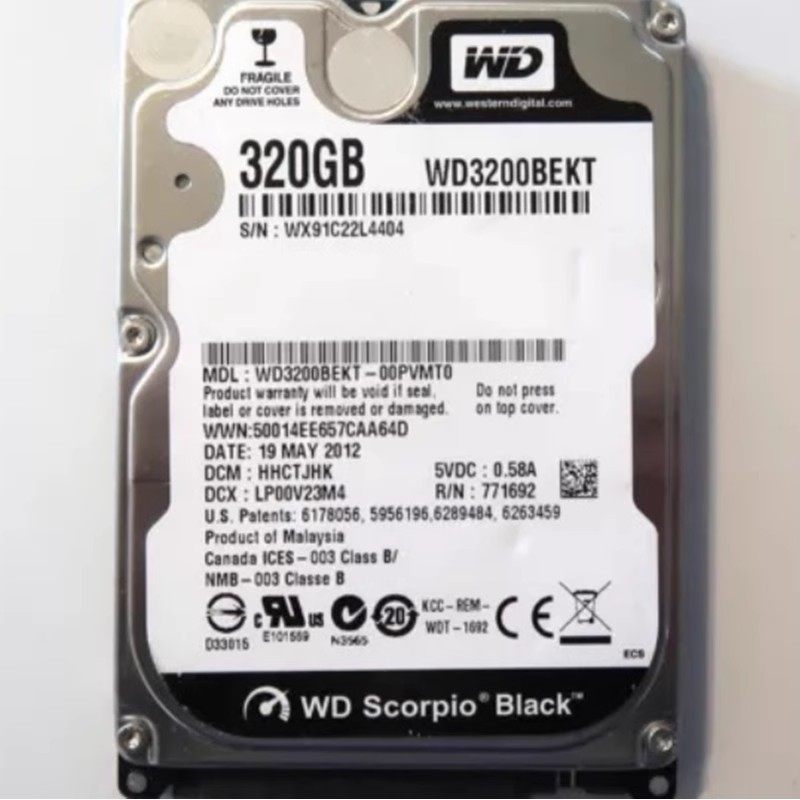 全新WD西部数据黑盘2.5寸7200转320G笔记本电脑机械硬盘SATA串口