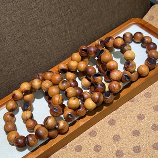 太行崖柏雷击手串天然留疤手串佛珠手串原木男女文玩念珠