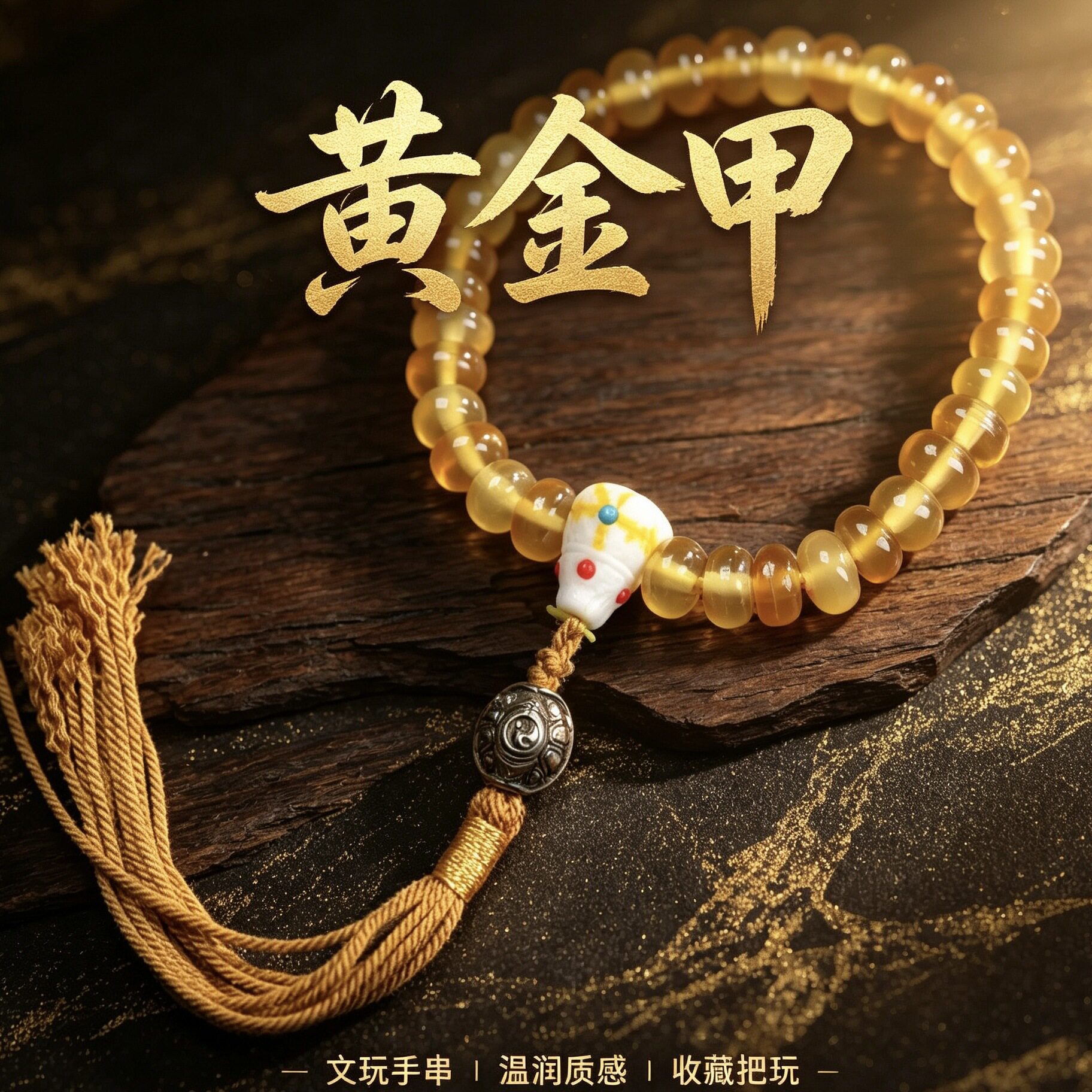 黄金甲算盘珠药片珠手链DIY鹿角万宝螺南红配饰文玩手串直播热卖