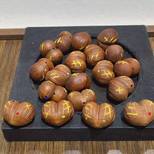 老山檀拉丝屁桃爱心diy手工配件编手绳手链串珠挂件手串文玩饰品