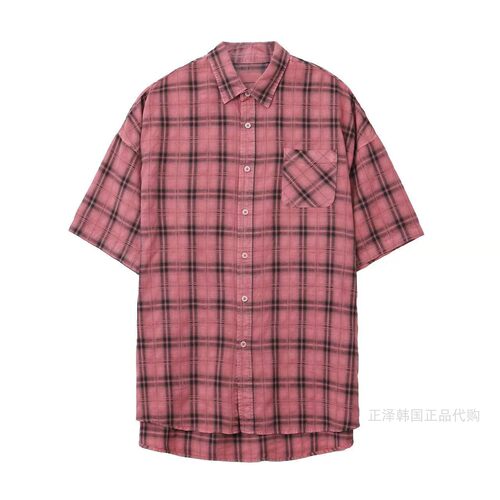 韩国GRASS/DS代购 26夏男装短袖格子衬衫大方格个性潮流外套外衣