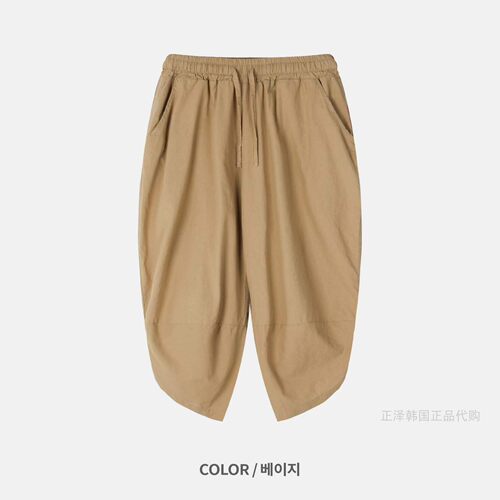 韩国正品PEACOCK 26夏男女同款松紧抽绳七分缩脚休闲帅气哈伦长裤