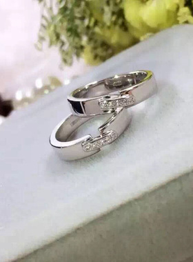 时尚风对戒纯银情侣莫桑钻