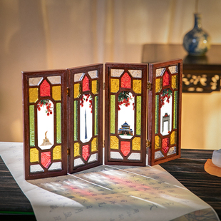 非遗纯手工广绣粤绣装饰摆件满洲窗高端送老外客厅装饰品羊城丽影