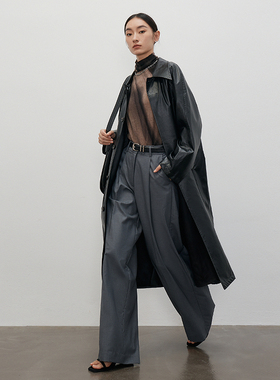 VIVIDINI经典复古酷飒PU皮风衣百搭休闲PU短裤