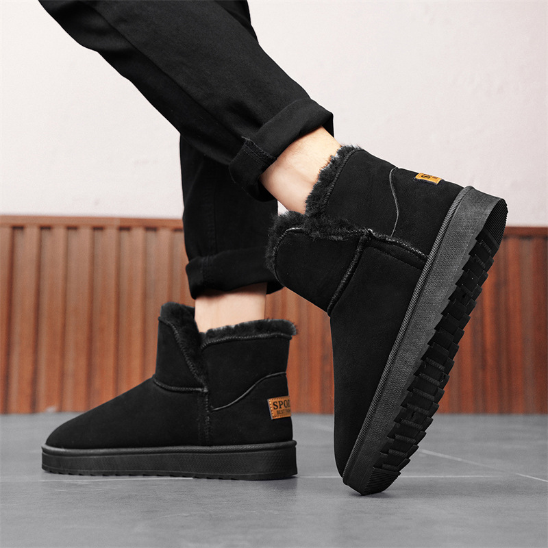泉州鞋雪地靴男冬季皮毛一体加绒保暖棉鞋户外运动鞋东北棉鞋男