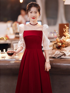 敬酒服新娘结婚礼服裙高腰遮肚显瘦订婚回门小个子孕妇可穿连衣裙