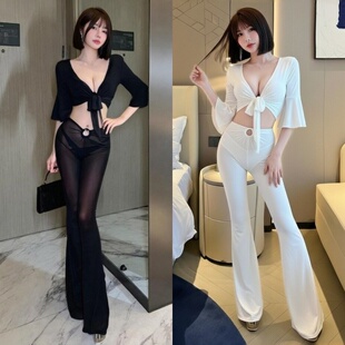 性感修身夜总会礼服显瘦套装气质夜场女装技师透视纱网ktv工衣