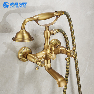 花洒淋浴喷头 仿古冷热水龙头简易式 全铜欧式 复古淋浴花洒龙头套装