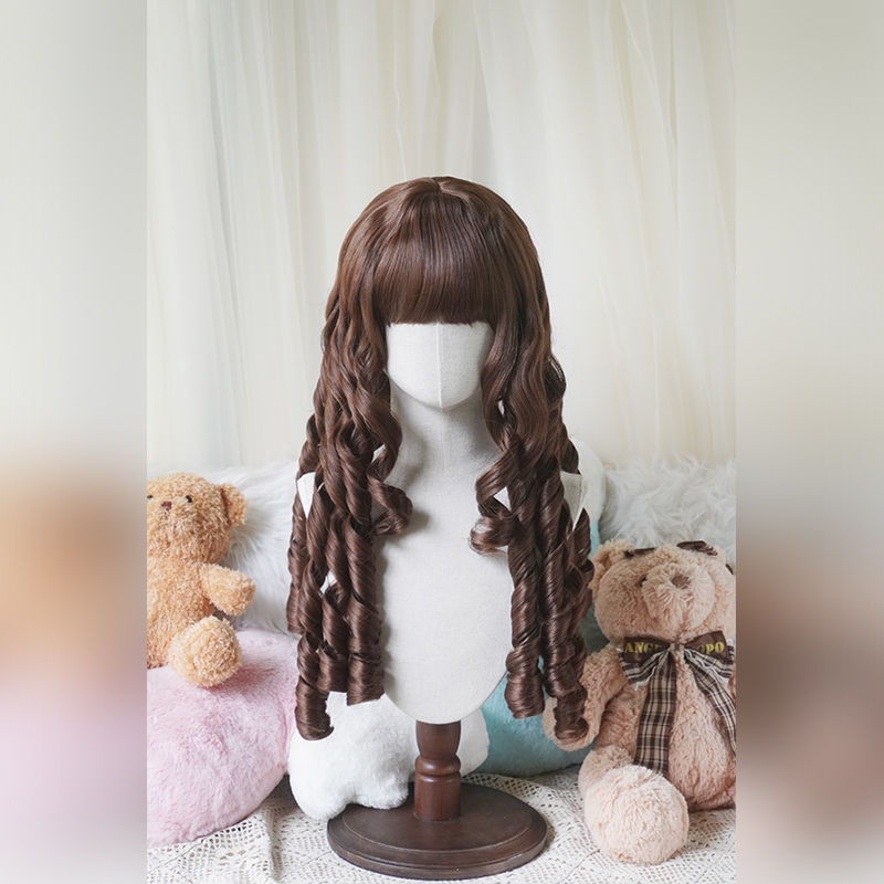 thumbnail for 【Ochanomiz】Lolita Lolita Long Roman Curly Wig Retro doll sense elegant light dark golden, brown and black