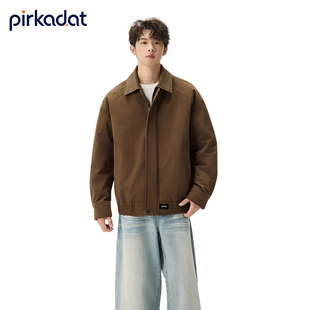 PIRKADAT翻领飞行夹克羽绒服男冬季美式白鸭绒加厚保暖夹克外套