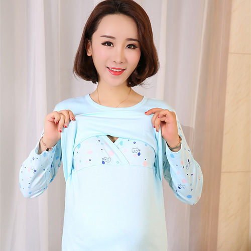 纯棉哺乳单件吸汗透气孕妇秋衣