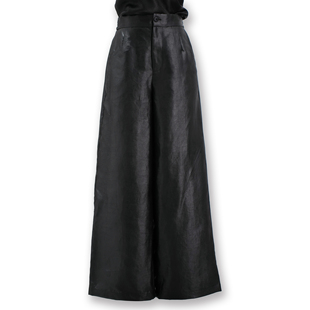 加长款 型自带松弛感 宽松版 香云纱老料高姆米重缎油皮子裤