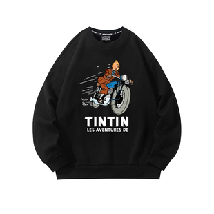 丁丁历险记卫衣男tintin丁丁的冒险动漫周边圆领长袖T恤秋季外套