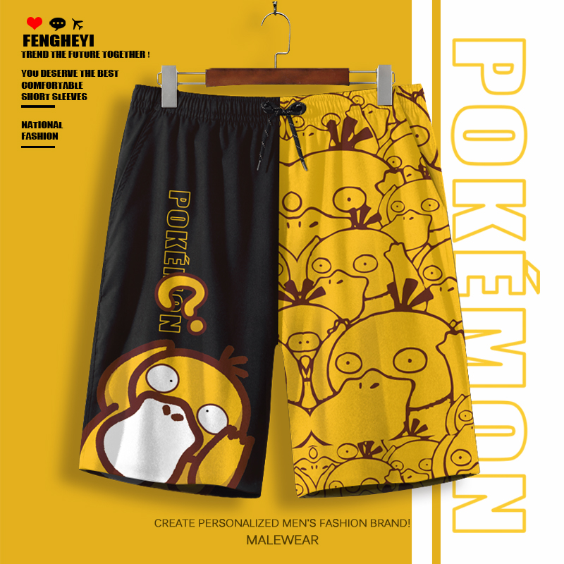 二次元短裤男卡通印花ins潮流五分裤夏季薄款大码可下水沙滩裤衩