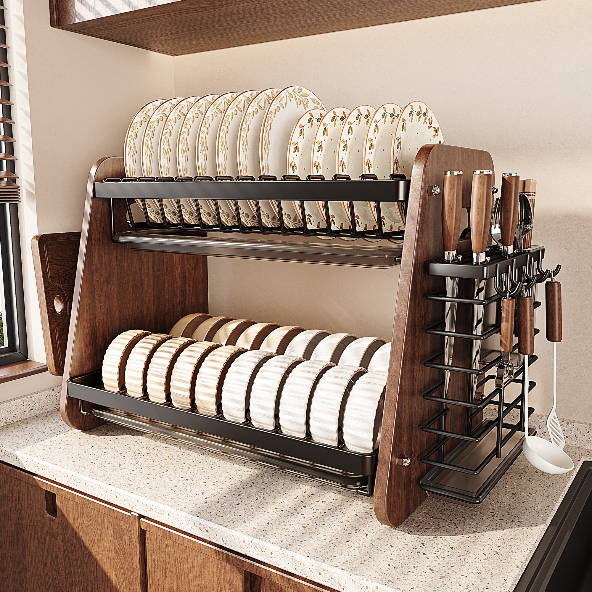 德国精工不锈钢碗架厨房置物架家用多功能放碗筷碗盘沥水架收纳架