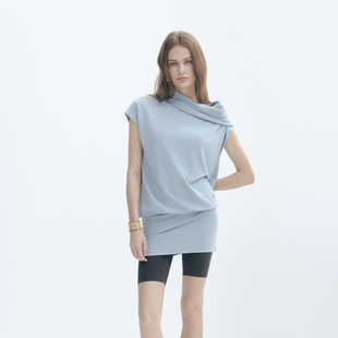 时尚 LOUD 连衣裙2025新款 小众设计感兜领短袖 洋气简约高级感 EYES