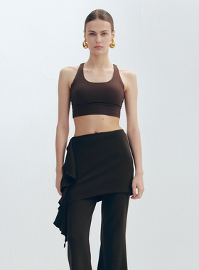 LOUD EYES 休闲裤两穿荷叶边喇叭裤女高腰显瘦女2025新款百搭时尚