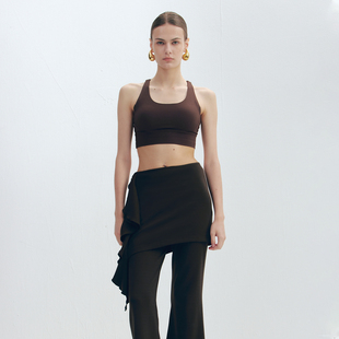 EYES 百搭时尚 休闲裤 女高腰显瘦女2025新款 两穿荷叶边喇叭裤 LOUD