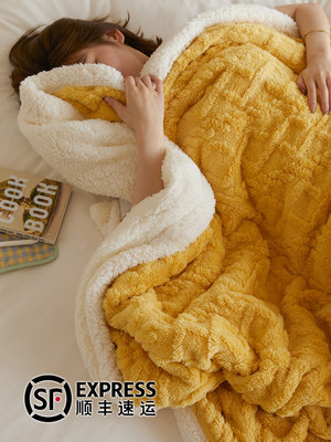 羊羔绒毛毯被子冬季加厚保暖珊瑚绒毯子沙发毯盖毯单人学生宿舍