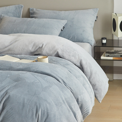 高端轻奢牛奶绒四件套冬季珊瑚绒双面绒加厚毛绒床单加绒被套床笠