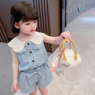 女童夏款棉布套装薄款2025新款小童洋气女宝宝夏季纯棉超柔两件套