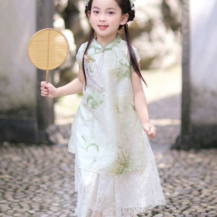女童旗袍汉服连衣裙夏季2025新款国风新中式裙子小女孩改良旗袍裙