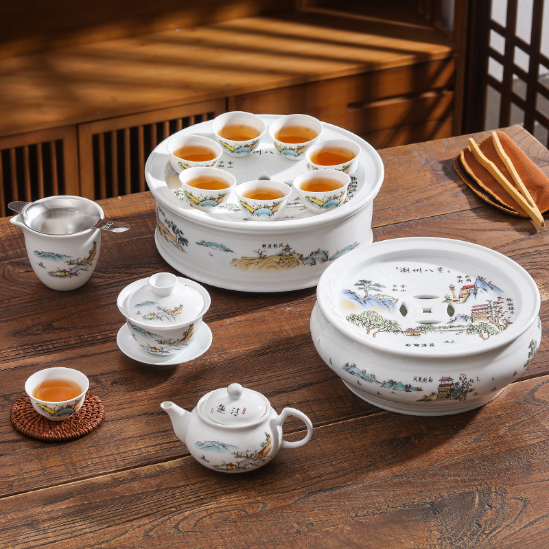潮州八景传统工夫茶具陶瓷茶盘盖碗茶壶茶杯公杯简约泡茶家用整套,餐饮具,整套茶具,淘宝优惠券,粉丝福利购,淘宝优惠卷
