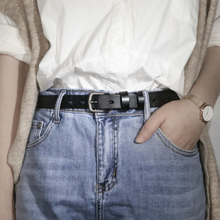 手工复古银扣皮带女士真皮意大利头层纯牛皮百搭牛仔裤 夏 腰带女款