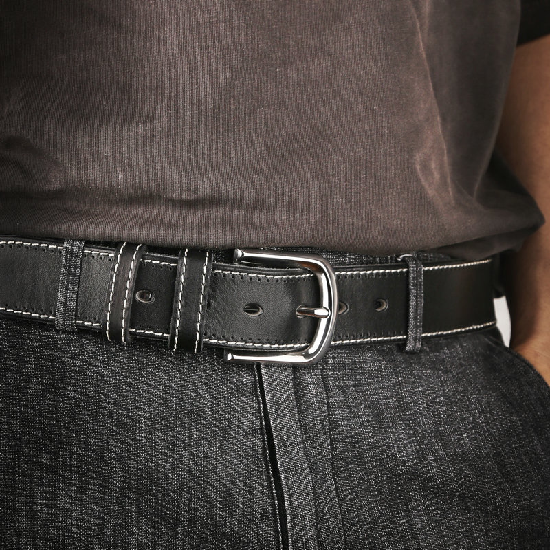 男款头层牛皮不锈钢百搭