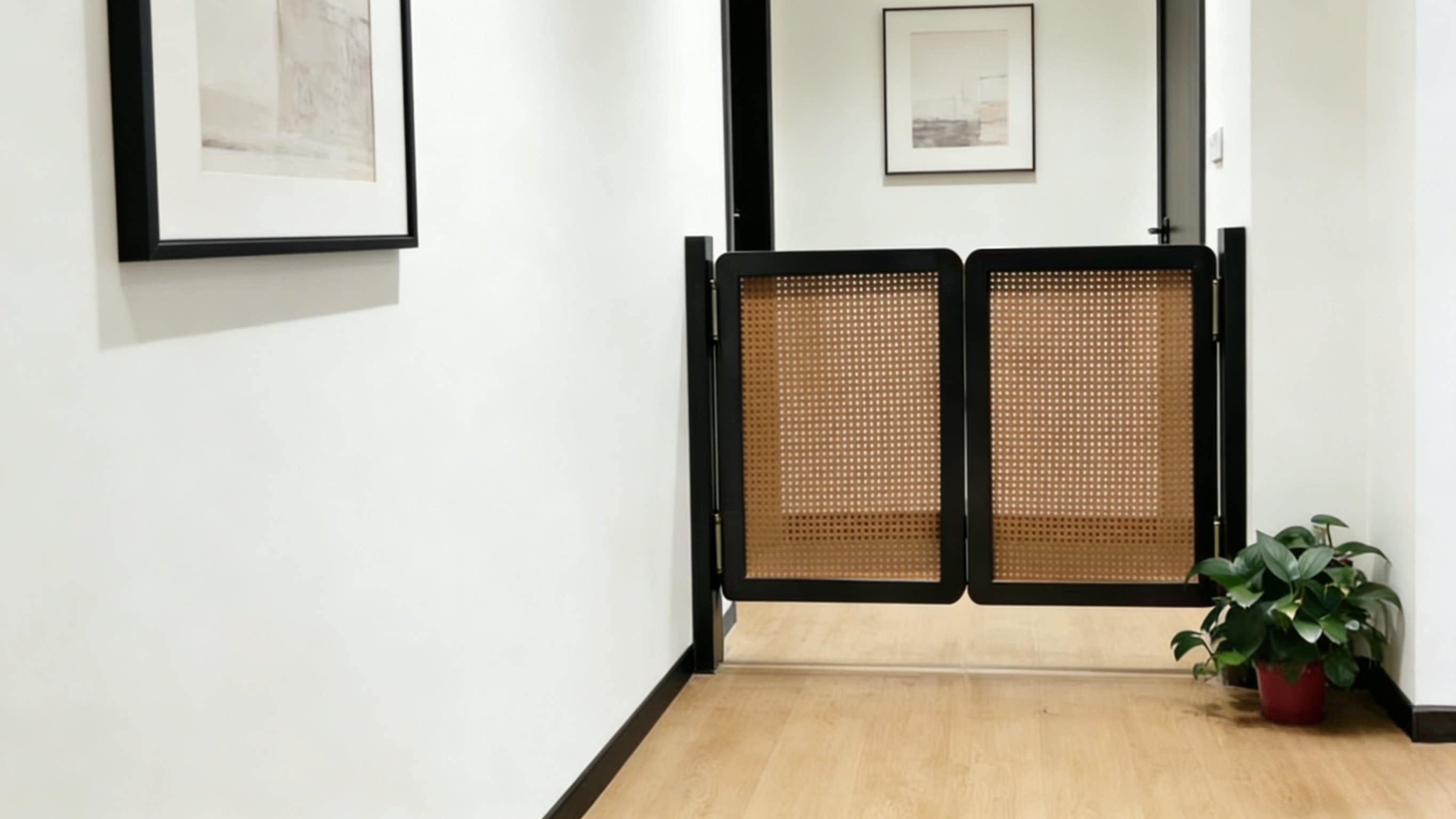 实木藤编双开门厨房半腰门奶茶店吧台门矮门装饰门厨房走廊自由门