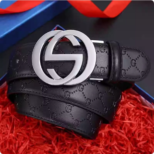 年轻韩版 皮带平滑扣百搭真皮时尚 潮腰带双G青中年 酷奇男士 2026款