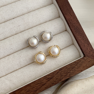 天然淡水珍珠轻奢精致花蕊925银针耳钉高级感独特气质耳环女耳饰