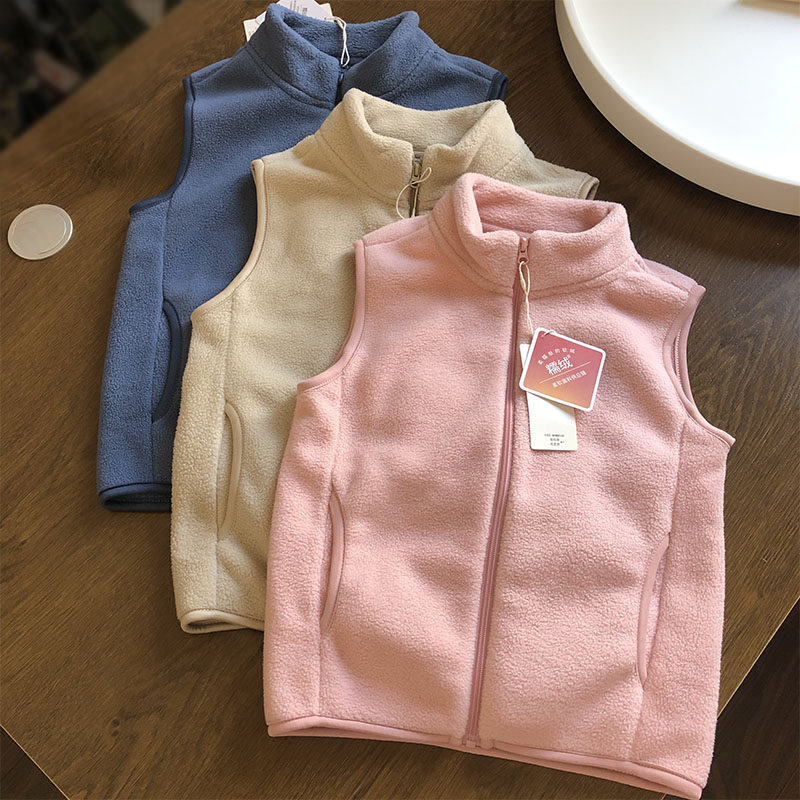 工厂特价清仓~儿童保暖马甲秋冬季衣服男童背心女童摇粒绒坎肩
