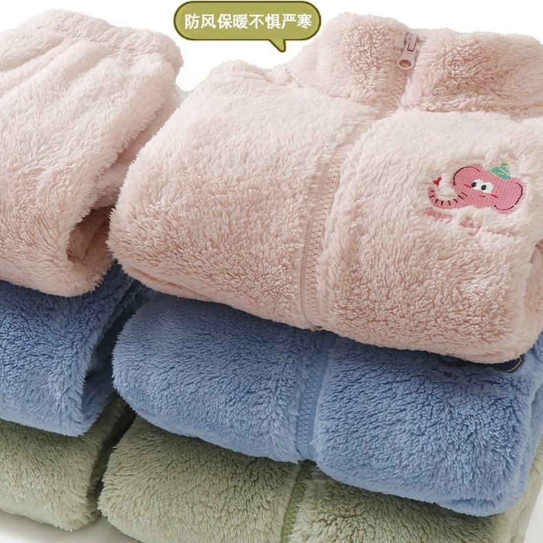 外贸跟单特价儿童珊瑚绒家居服套装男女童秋冬保暖中大童分体童装