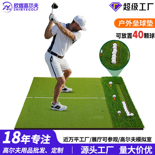 厂家直供热销Golf二合一置球区练习球垫户外挥杆高尔夫打击垫