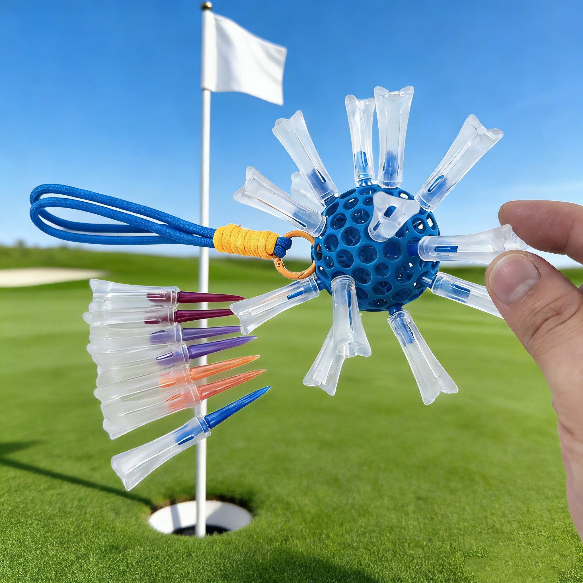 高尔夫插Tee解压球环保塑料材质柔软度好释放多巴胺收纳球钉插座