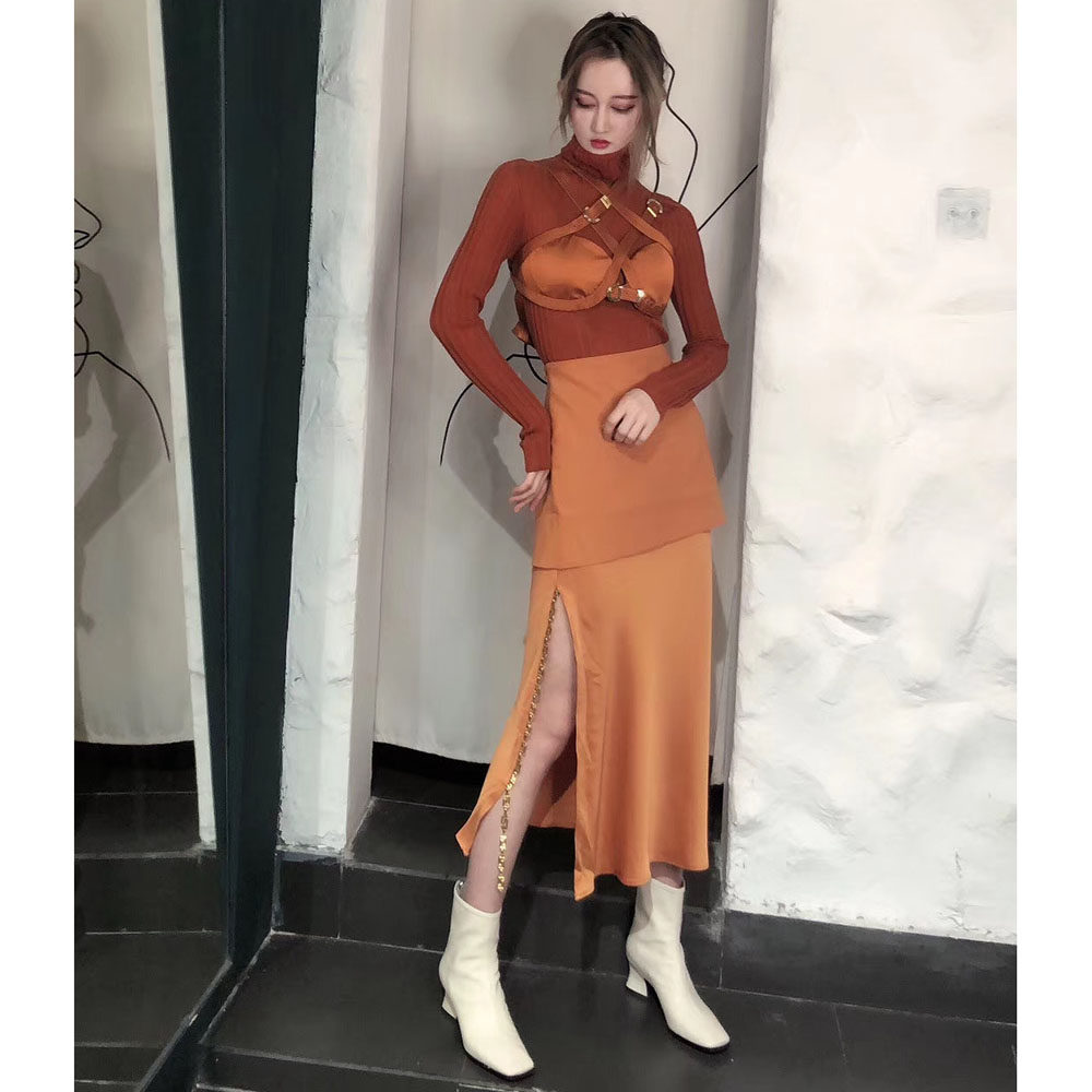 设计感十足文胸修身显瘦双层半裙