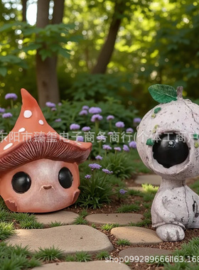 跨境新品精巧可爱小蘑菇玄关家居摆件创意大眼睛外星精灵装饰摆件
